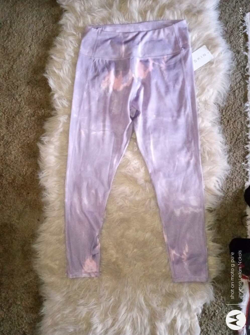 Danskin Lavender and Pale Pink Tie-Dye Leggings